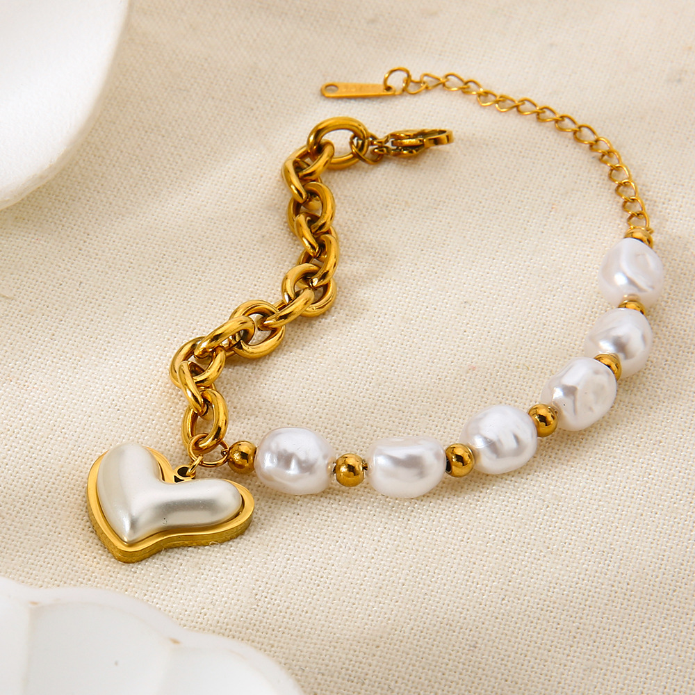 1 Piece Sweet Irregular Shape Heart Chain Stainless Steel Women's Charm Bracelets h5Picture2