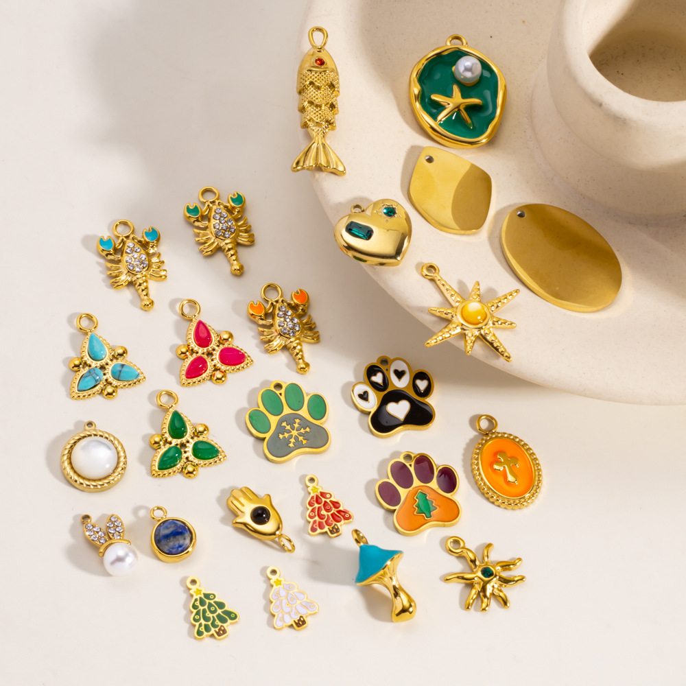 1 Piece DIY MIni Fruit Christmas Stainless Steel   Gold Color  Women's Pendants Picture2