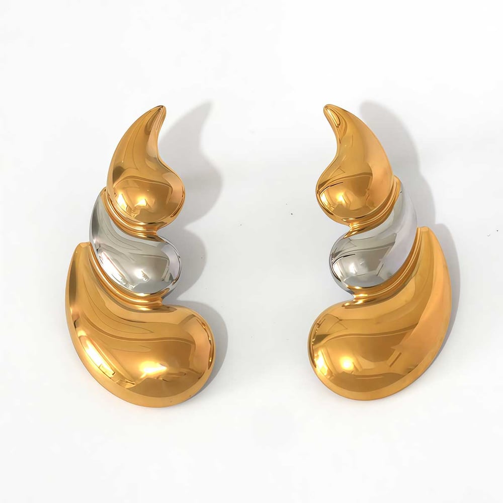 1 Piece  Mixed Gold Color And Silver Colors Stainless Steel  Women's Stud Earrings
