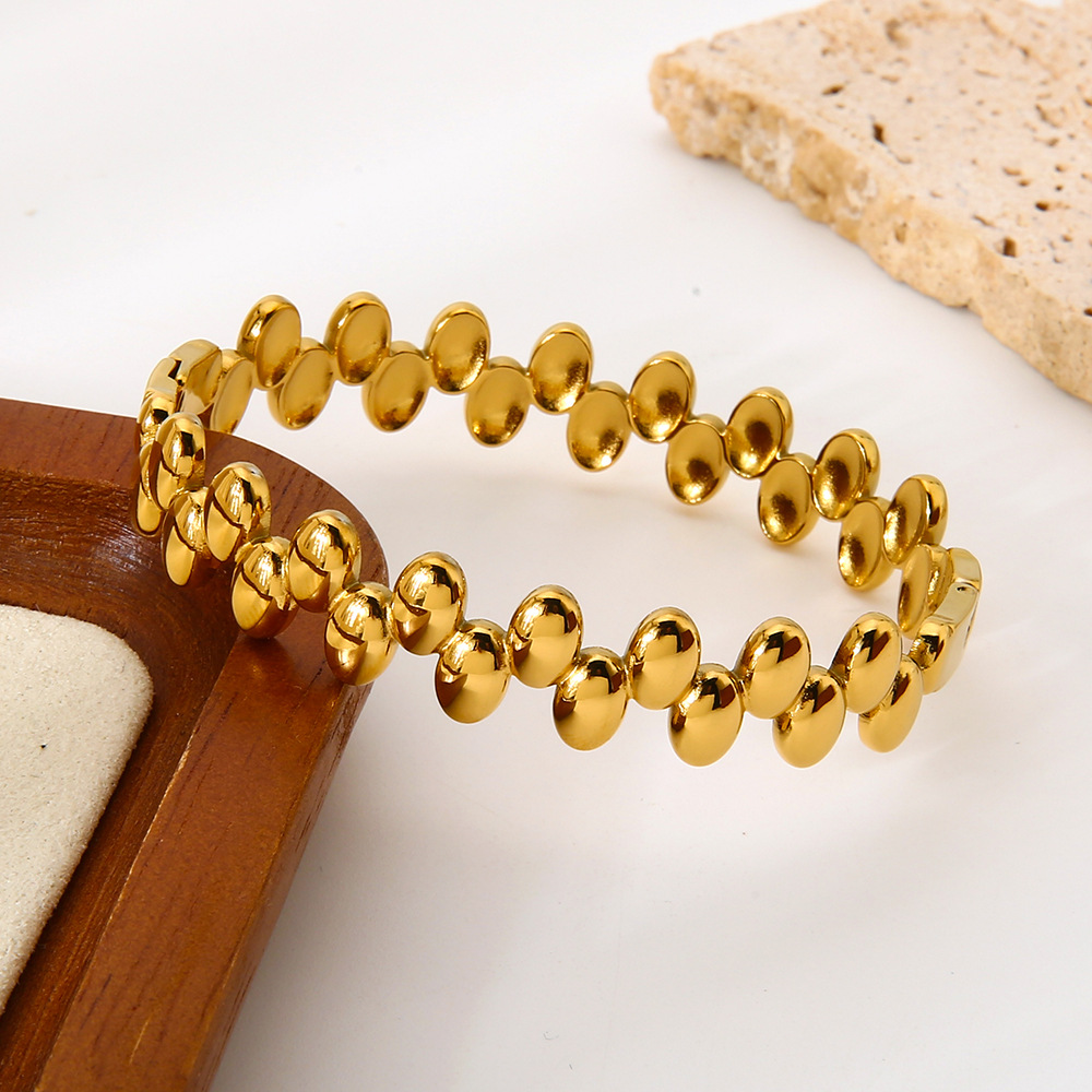 1 Piece Daily Patchwork Stainless Steel Gold Color Women's Bangles h5Picture4