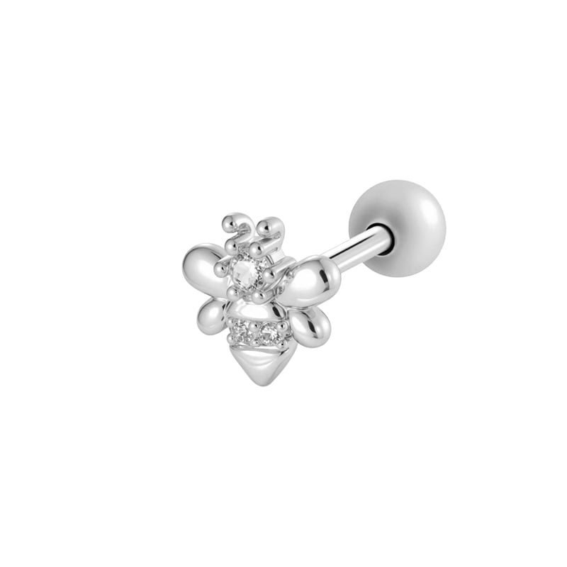 1 Piece Flower Copper Gold Color Zircon Piercing Earring