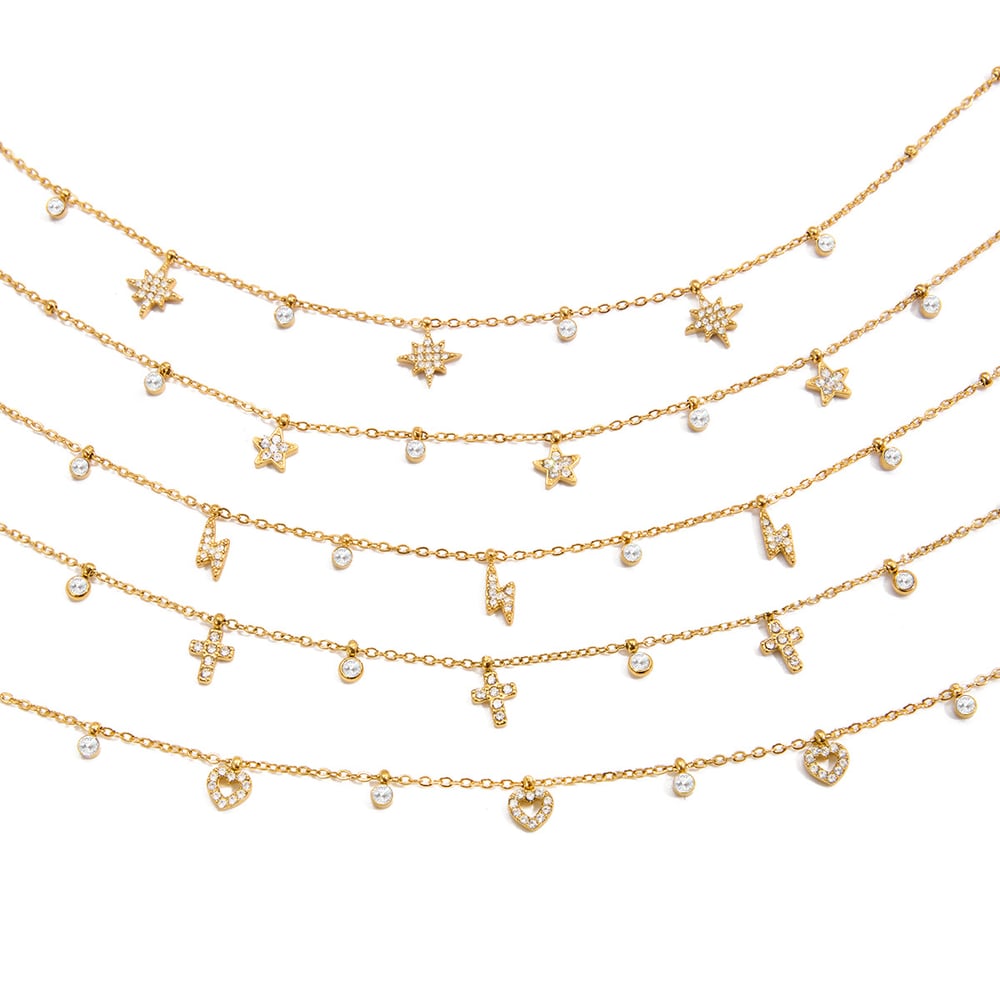 1 Piece Sophisticated Cross Stainless Steel Gold Color Zircon Women's Pendant Necklaces Picture6