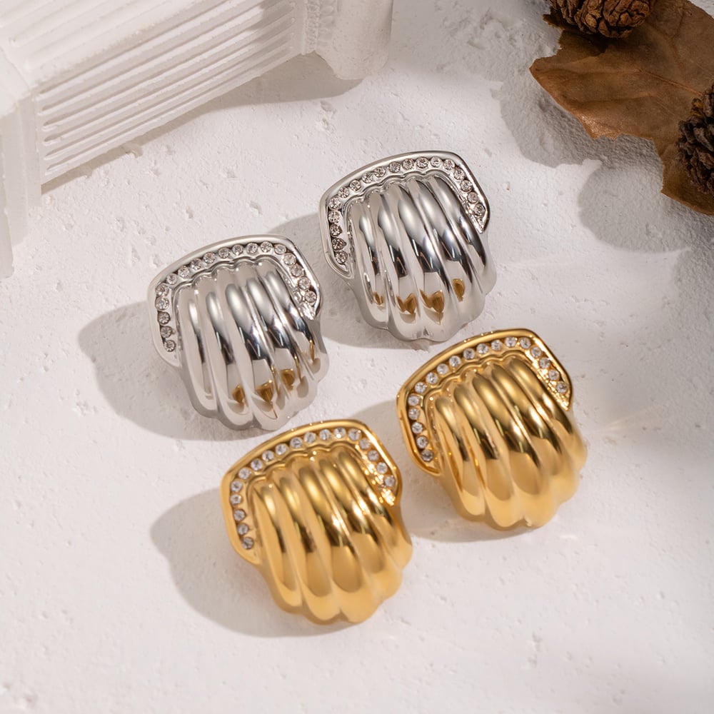 1 Pair Shell Shape Stainless Steel Gold Color Stud Earrings Picture3