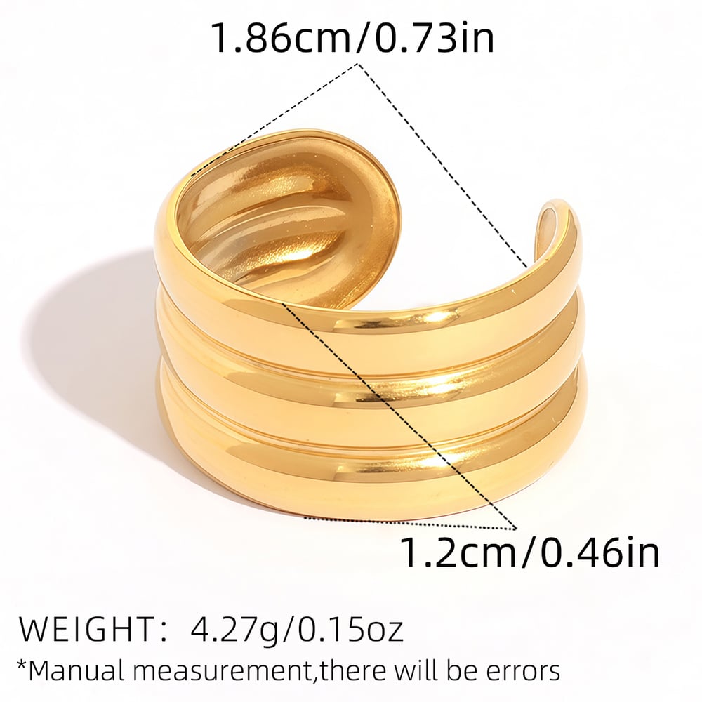 1 Piece Classic Strip Stainless Steel Gold&Silver Color Statement Rings h5Picture2