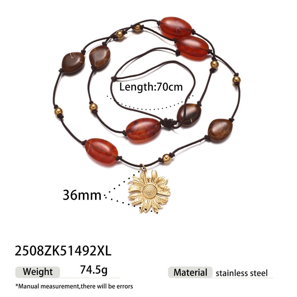 Flower Pendant Acrylic Long Necklace