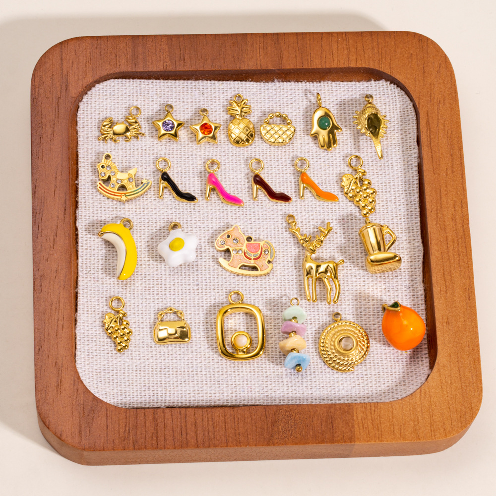 1 Piece DIY Cute High Heels Fruit Stainless Steel  Gold Color  Women's Pendants Picture4