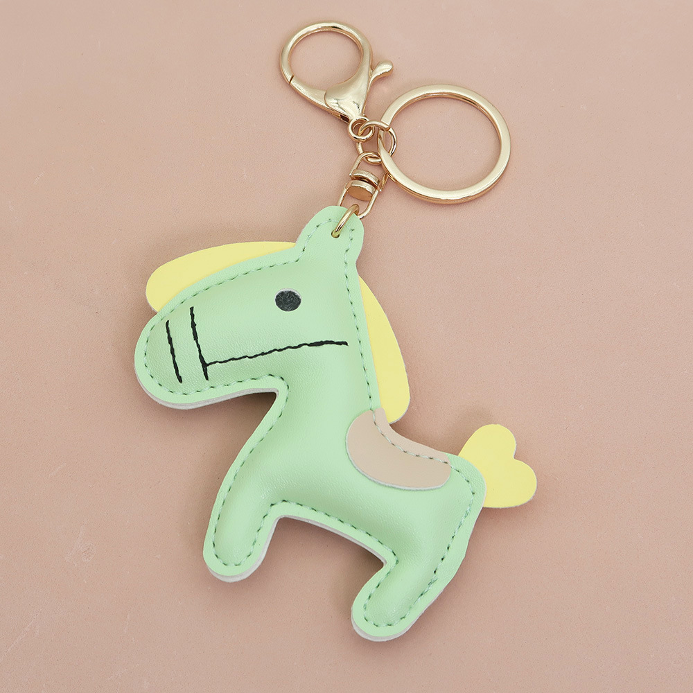 1 Piece Cute Horse PU Keychain 