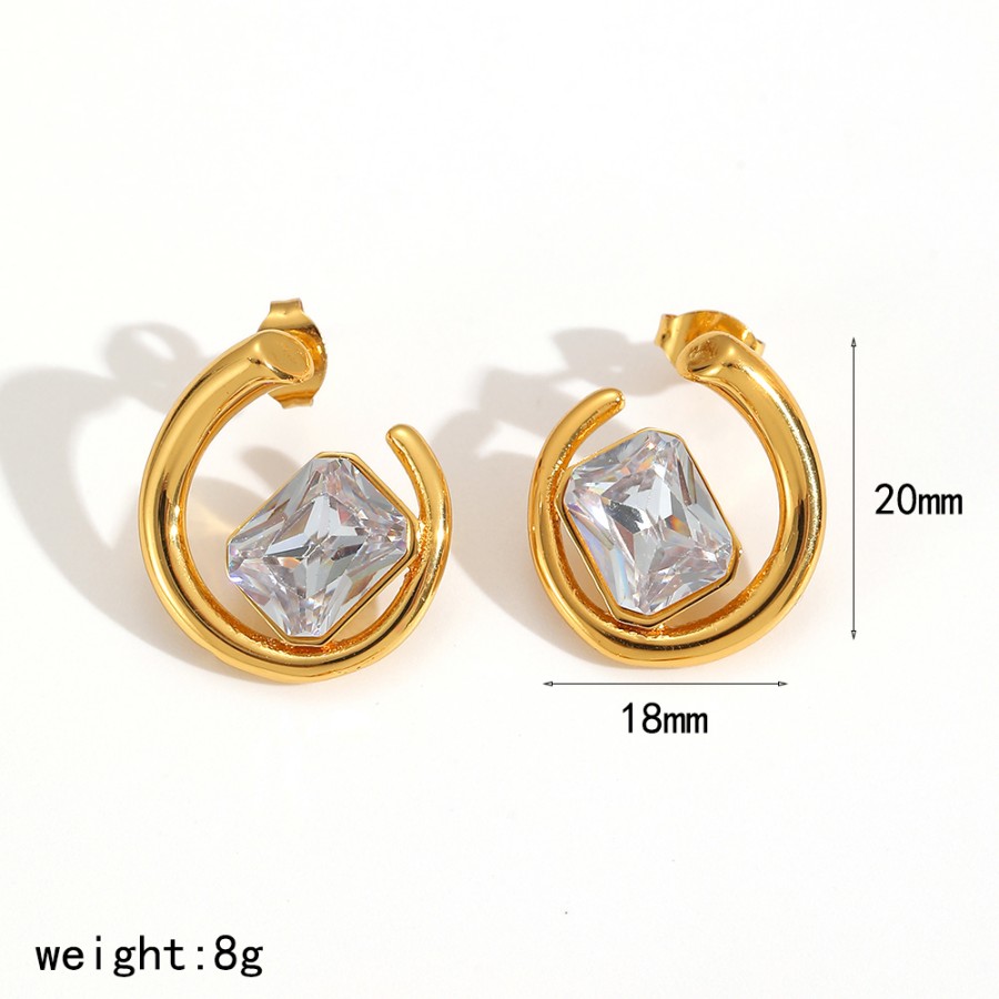 1 Pair Irregular Shape Stainless Steel Gold Color Stud Earrings 