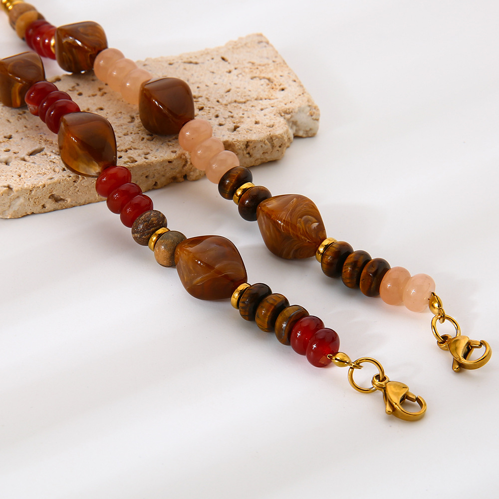 1 Piece Daily Beads Acrylic Gold Color Women's Beaded Necklaces h5Picture3