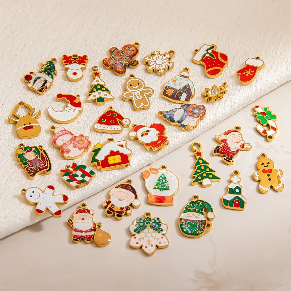 1 pendentif de Noël mignon en acier inoxydable couleur or h5Image4