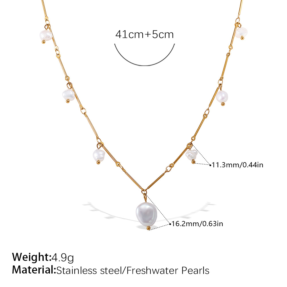 Collana con ciondolo di perle color oro in acciaio inossidabile da 1 pezzo