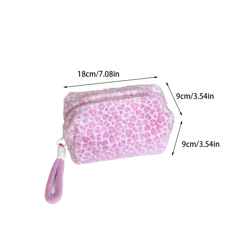 1 Piece Romantic  Retro Leopard Print Plush Women's Makeup Bags Picture2