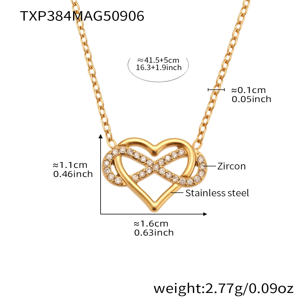 Romantic Heart&Infinity Stainless Steel Gold Color Zircon Women's Jewelry Sets