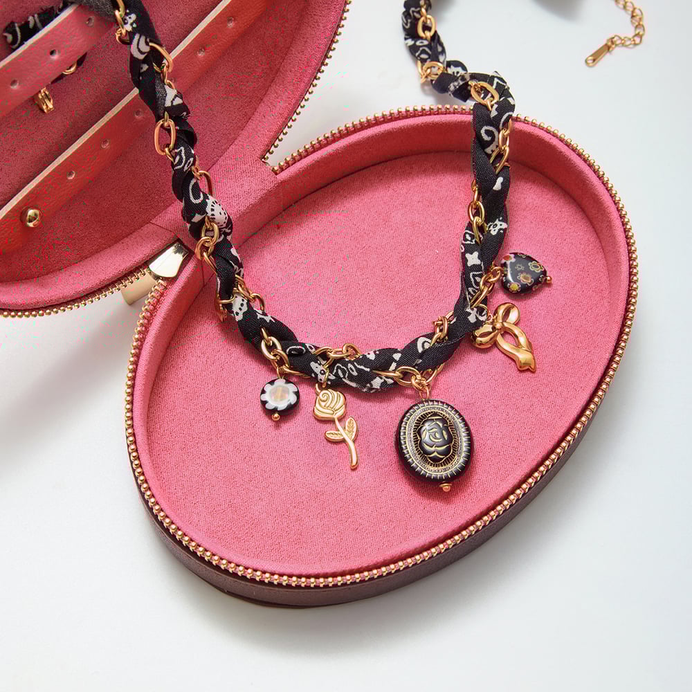 1 Piece Vintage Black Rose Stainless Steel Gold Color Women's Pendant Necklaces h5Picture7