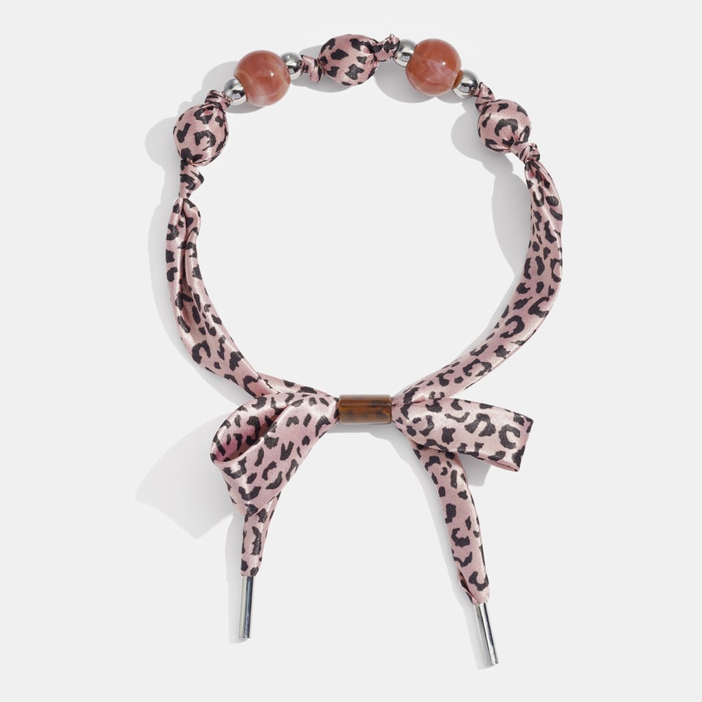 1 Piece Retro Leopard Print Fabric Scarf Necklace