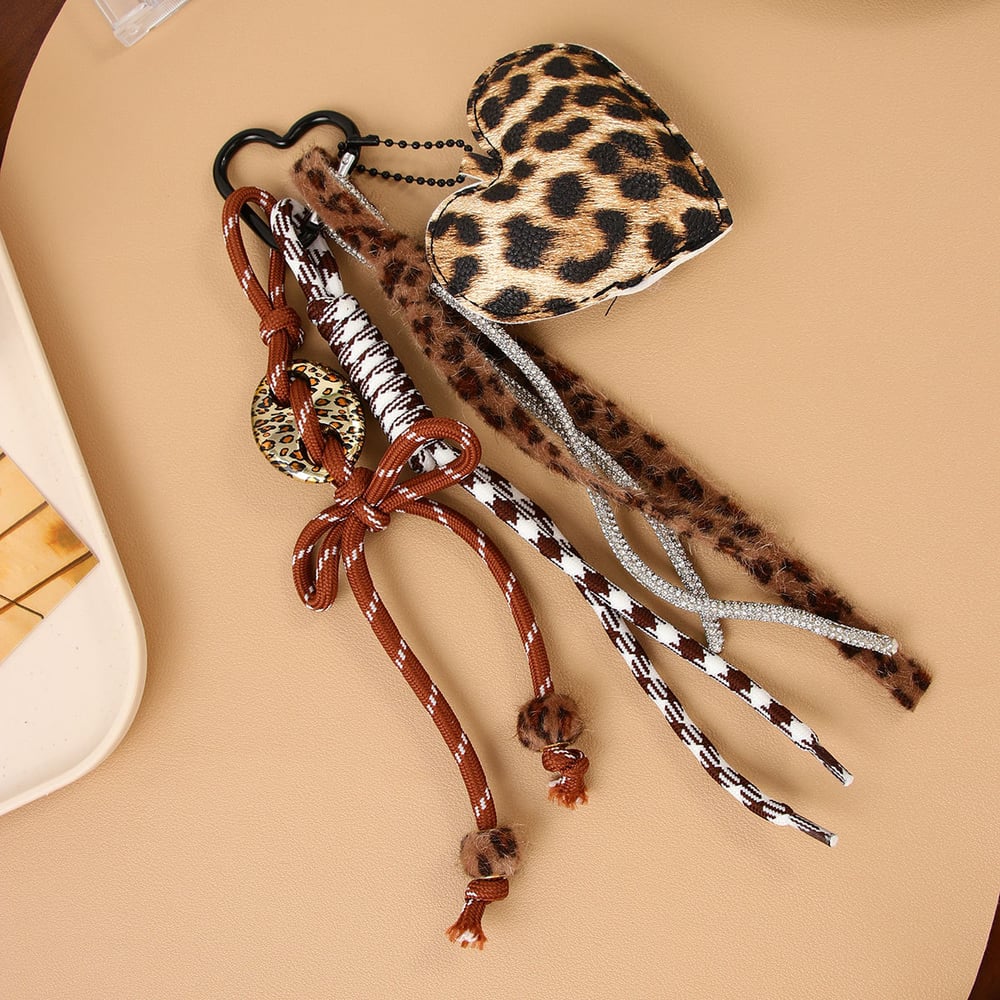 1 Stück Casual Bow Knot Leopard Print Herz PU Damen Tasche Charms Bild5