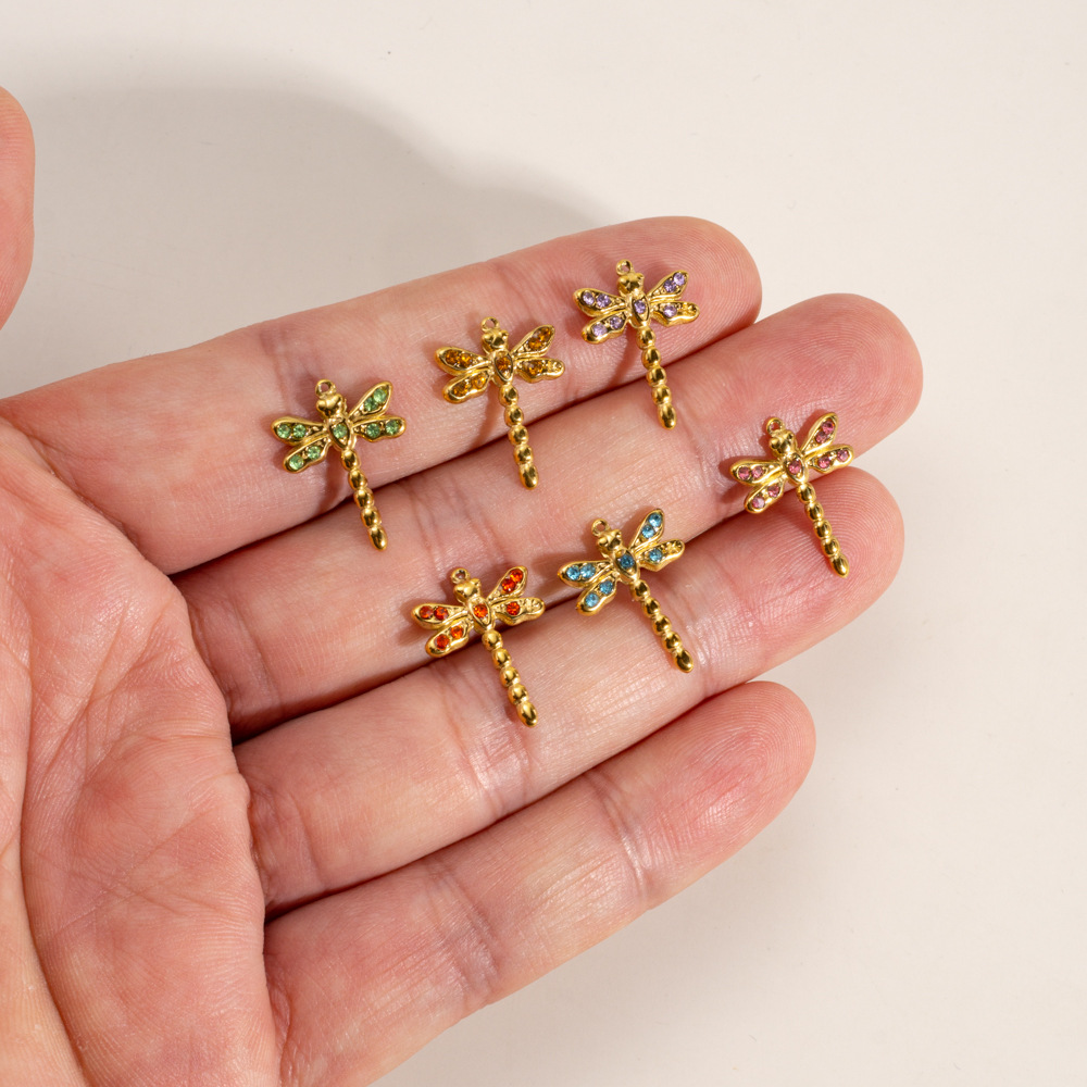 1 Piece Light Luxury Small Dragonfly  Stainless Steel   Gold Color  Women's Pendants Picture4