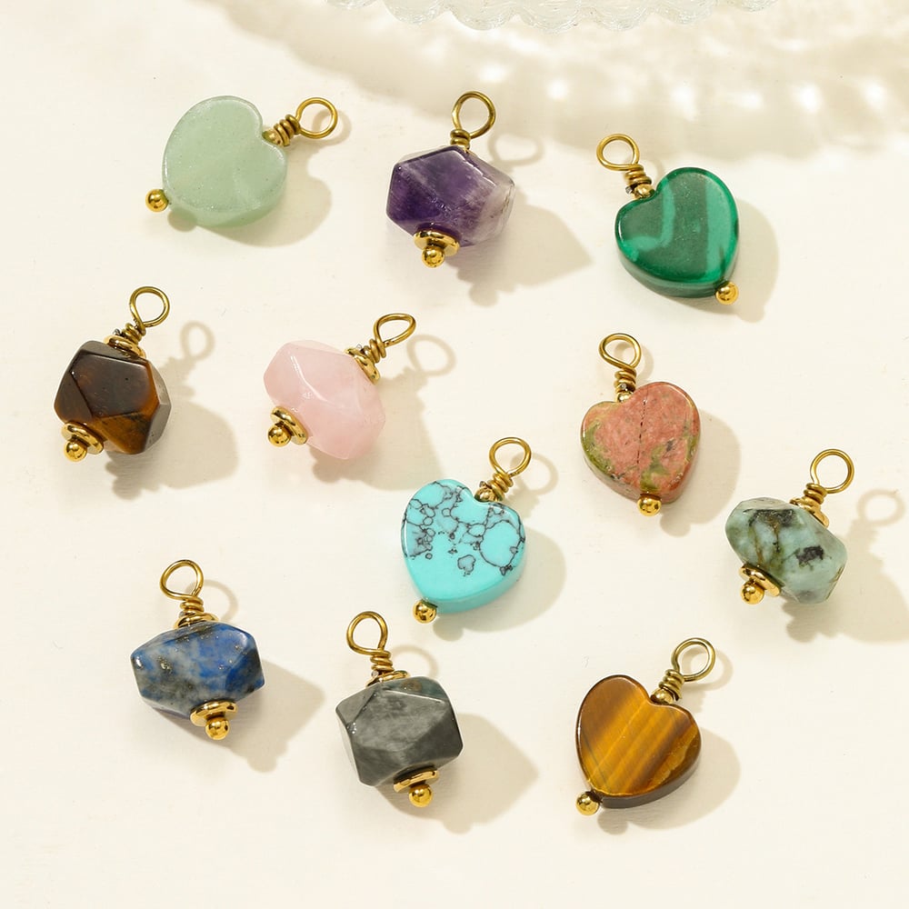 1 Piece Classic Irregular Shape Heart Natural Stones Gold Color Women's Pendants Picture3