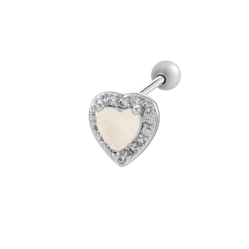 1 Piece Heart Copper Gold Color Zircon Piercing Earring