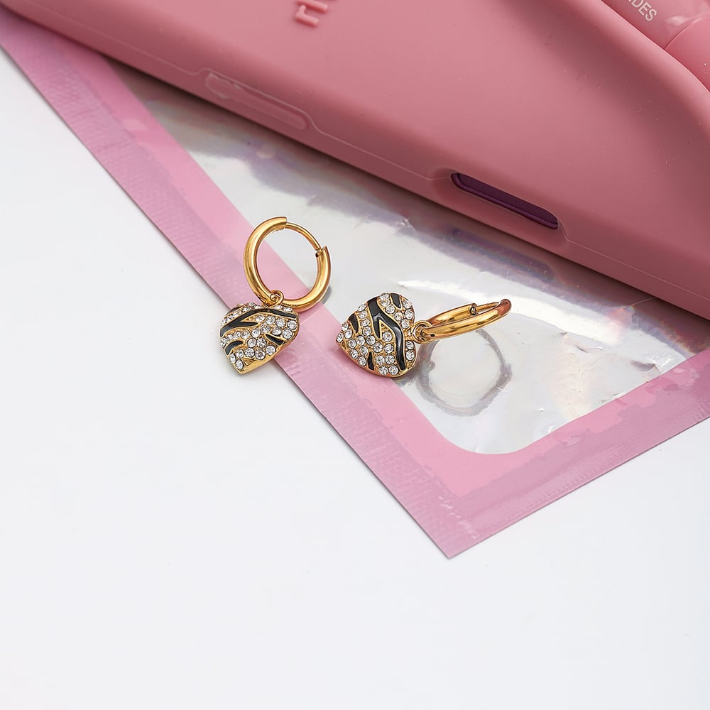 1 Pair Romantic Leopard Print Stainless Steel Gold Color Women's Drop Earrings h5Picture4