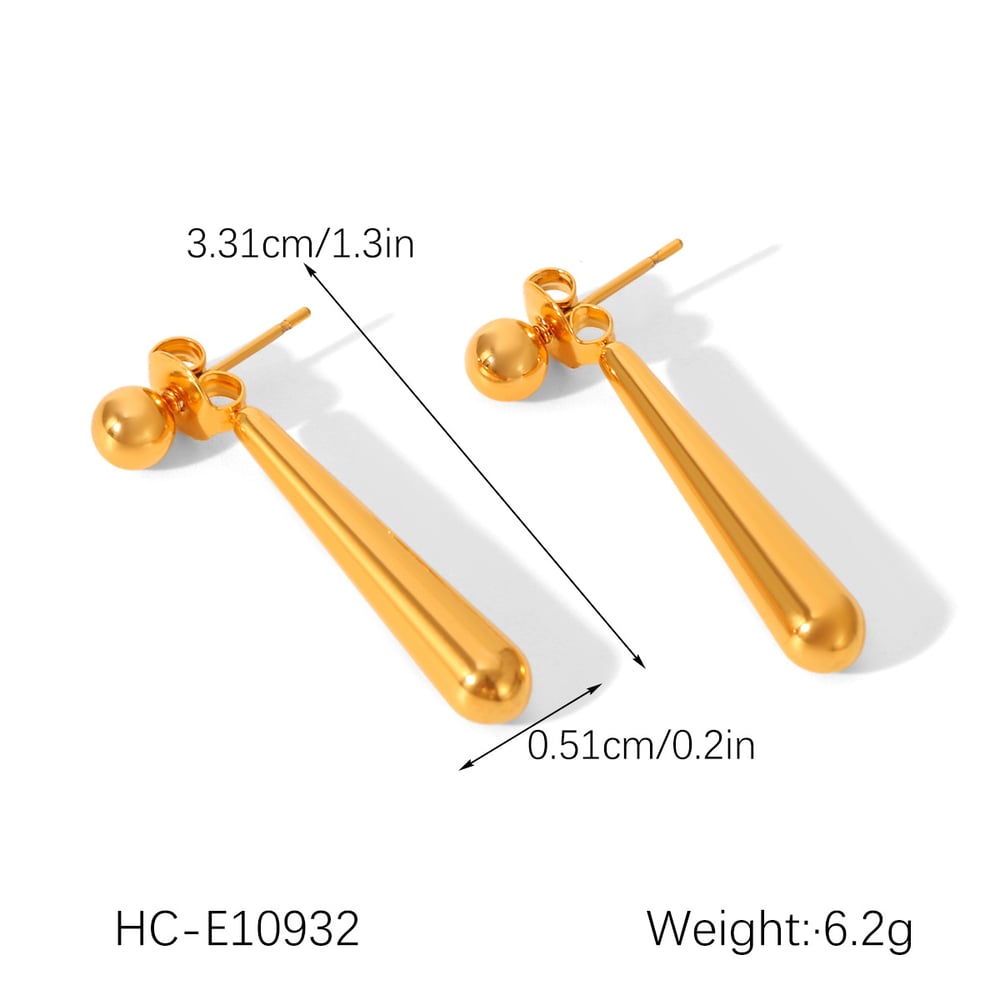 1 Pair Droplet Stainless Steel Gold Color Stud Earrings Picture2