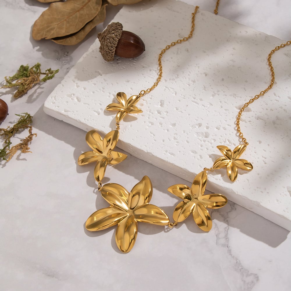 1 Piece Flower Stainless Steel Gold Color Pendant Necklace Picture5