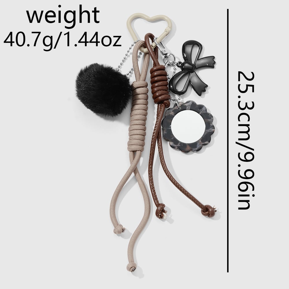 1 Piece Bow Knot Black Plush Ball Bag Charm Picture2