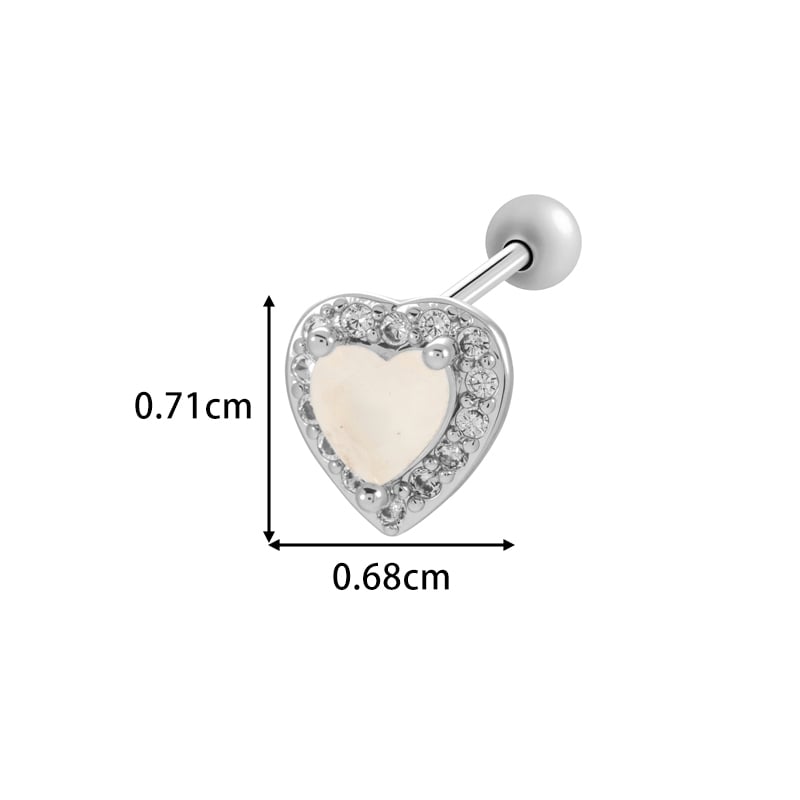 1 Piece Heart Copper Gold Color Zircon Piercing Earring Picture2