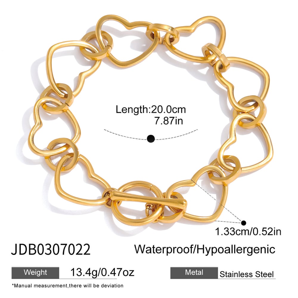 1 Piece Simple Heart Stainless Steel Gold Color Women's Chain Bracelets h5Picture2