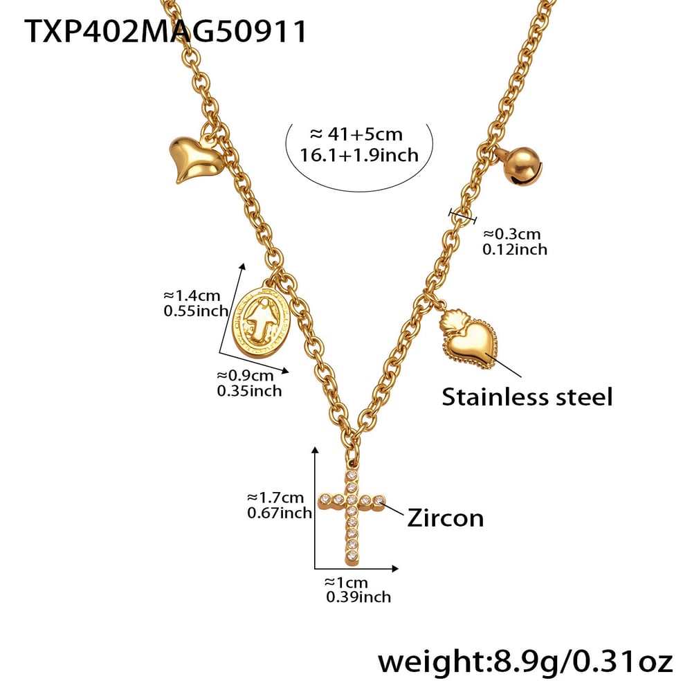 Lustrous Cross Stainless Steel Gold Color Women's Jewelry Sets 