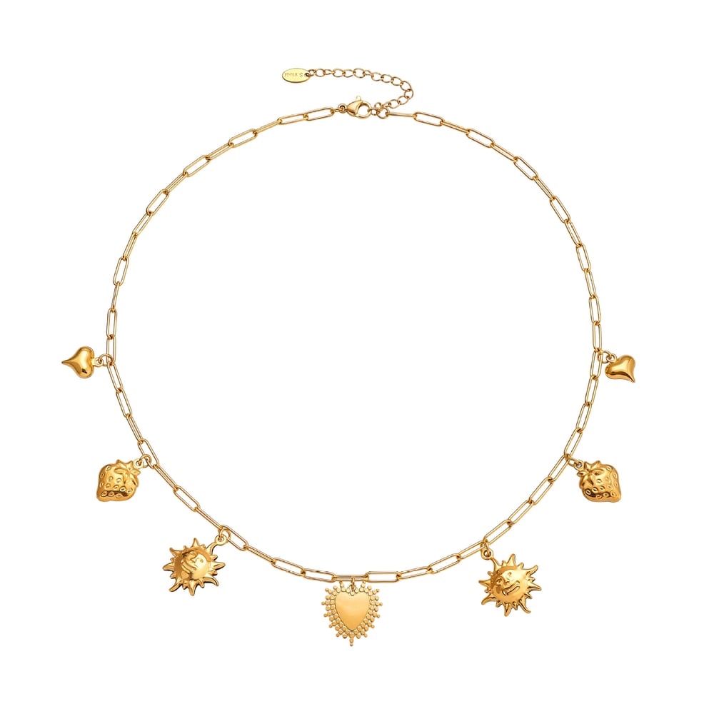1 Stück klassische Halsketten mit Herz- und Sonnenanhänger aus Edelstahl in Goldfarbe für Damen Bild5