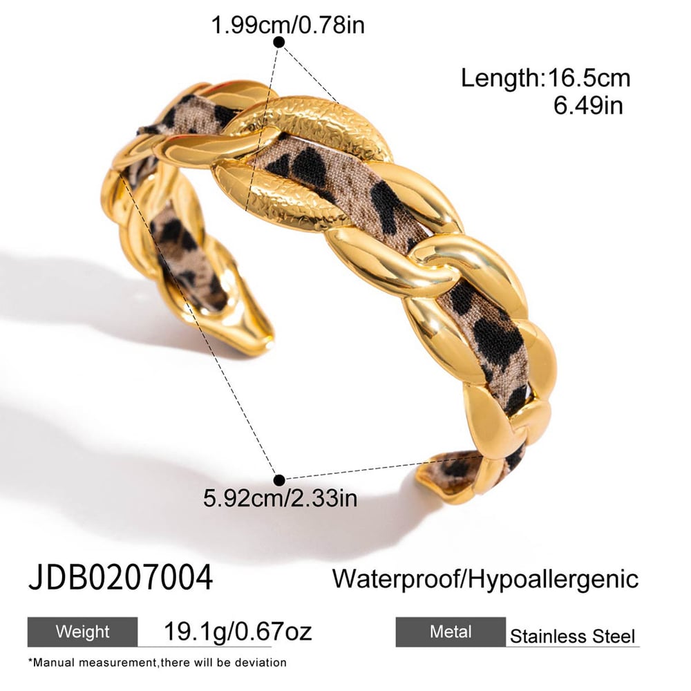 1 Piece Sexy Twist Leopard Print Stainless Steel Gold Color Women's Cuff Bracelets Picture2