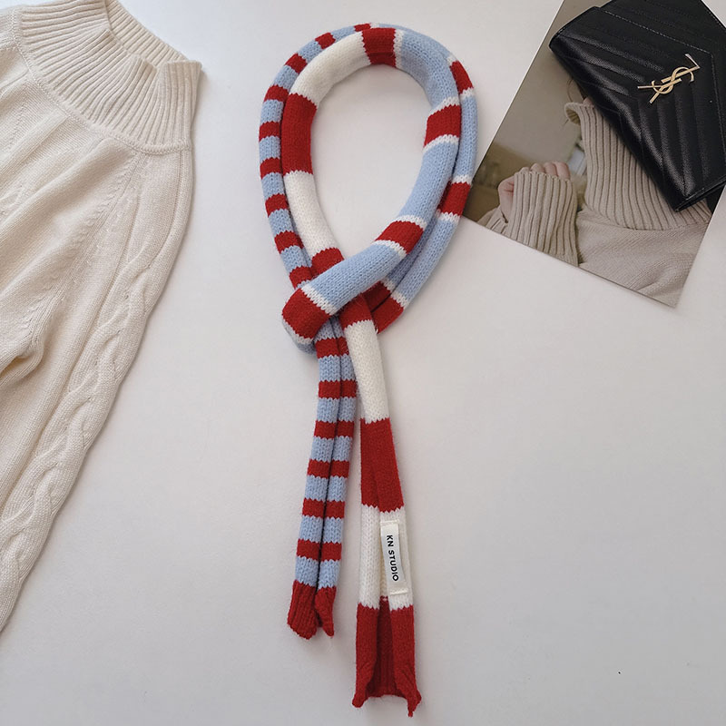 1 Piece Color-blocking Striped Knitted Scarf Picture3