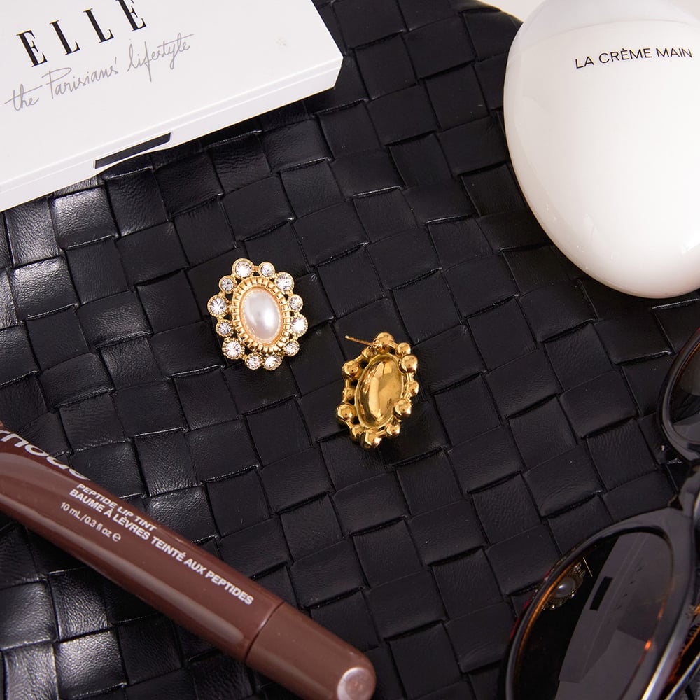 1 Pair Dazzling Circle Stainless Steel Gold Color Zircon Women's Stud Earrings Picture5