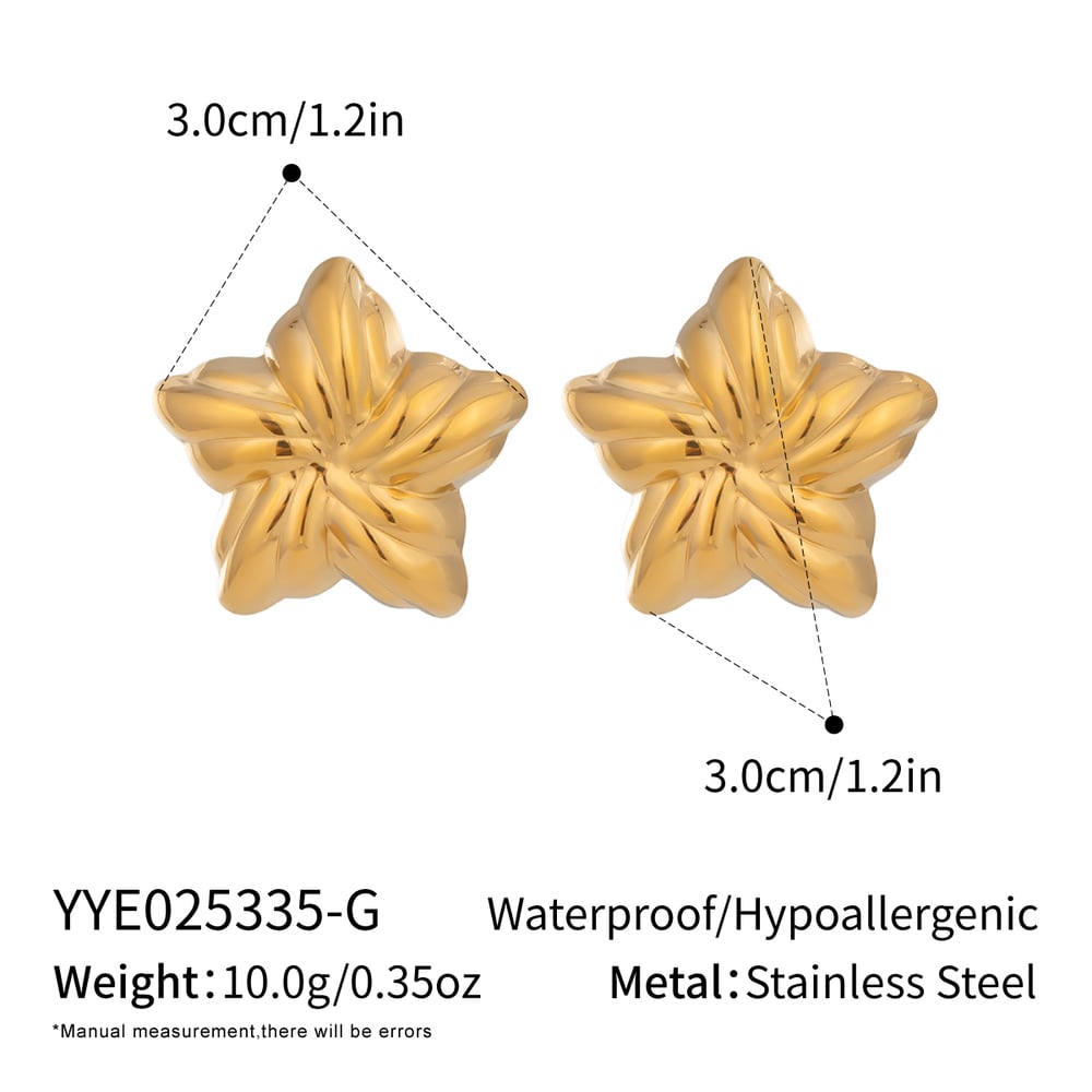 1 Pair Flower Mixed Gold Stainless Steel Stud Earrings