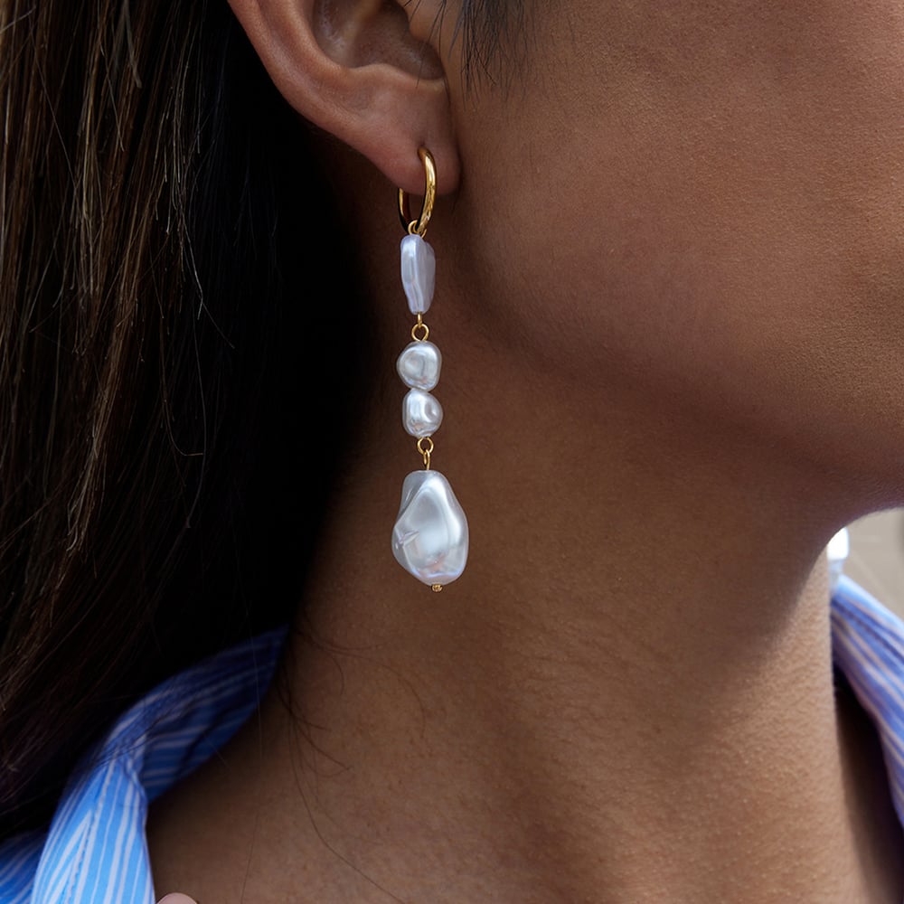 1 Pair Elegant Droplet Stainless Steel Gold Color Women's Drop Earrings h5Picture4