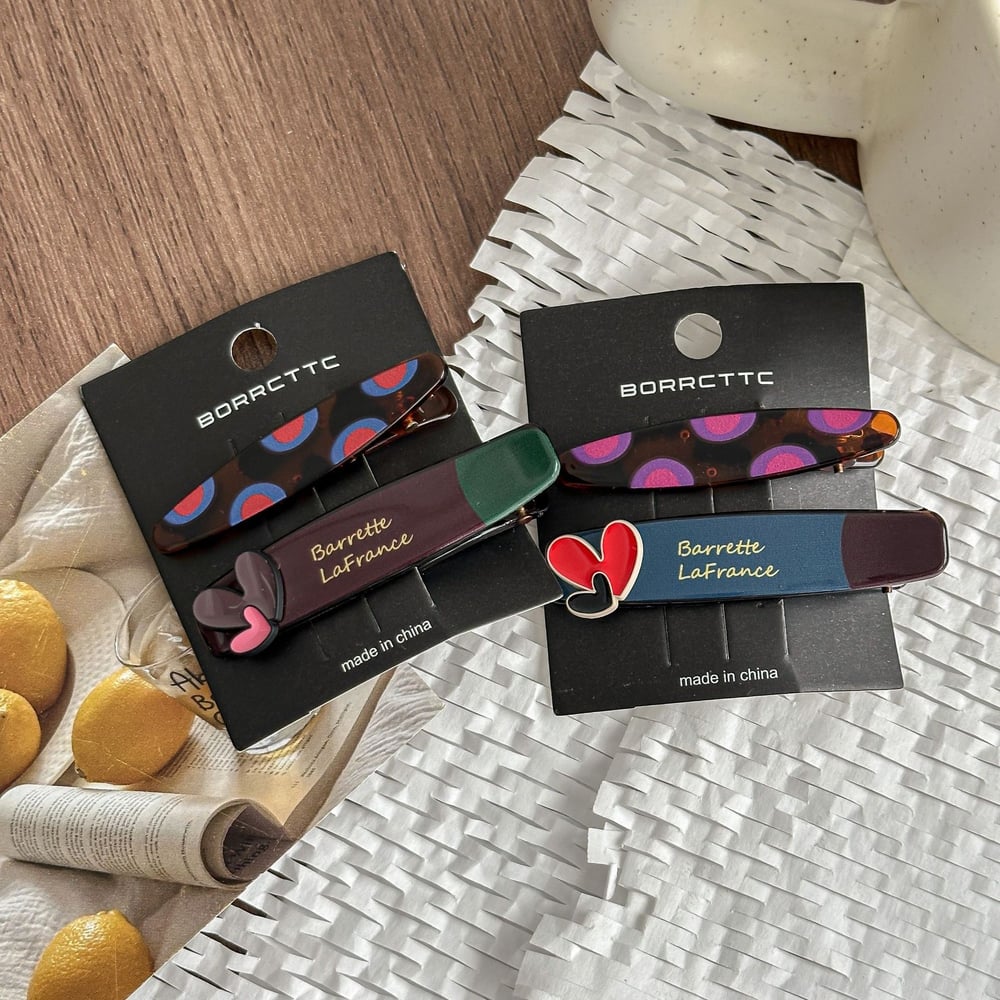 1 Çift Romantik Seri Sevimli Kalp Plastik Kadın Saç Tokası h5Resim2