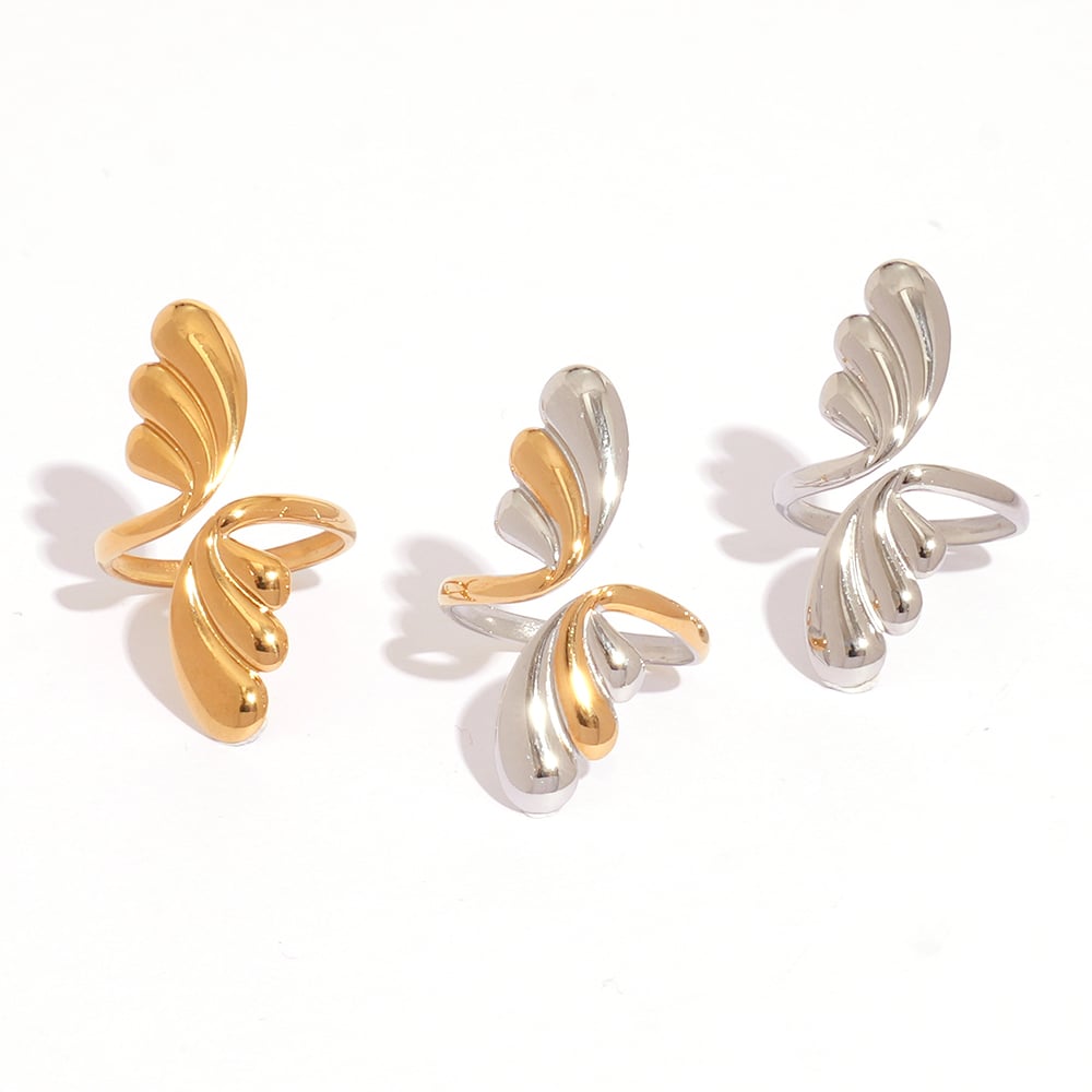 1 Piece Designable Irregular Shape Stainless Steel Gold Color Statement Rings h5Picture7