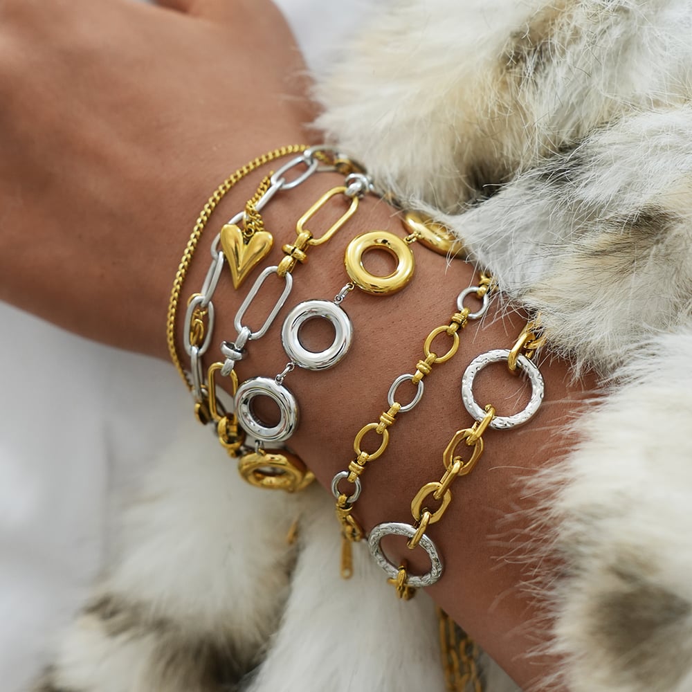 1 Piece  Casual Irregular Shape Circle Stainless Steel Women's Chain Bracelets Picture6