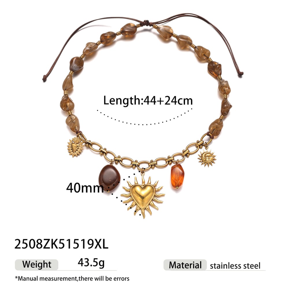 Heart Acrylic Beaded Necklace Set