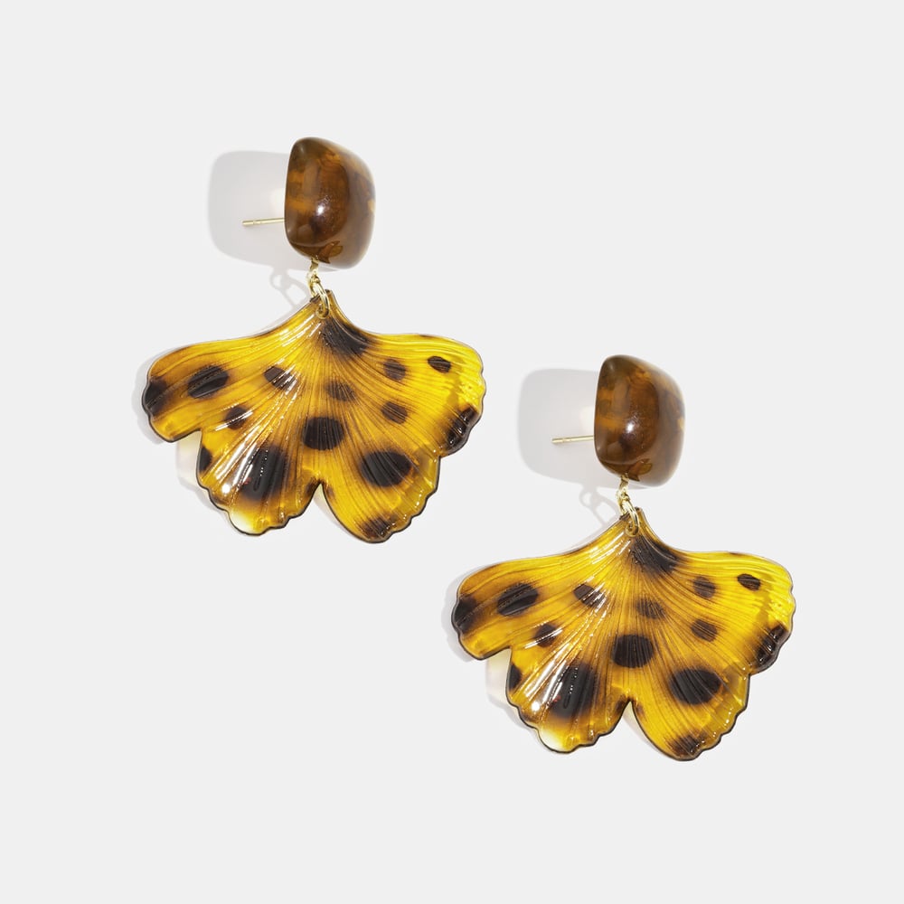 1 Paar Retro-Ohrhänger aus Acryl mit Leopardenmuster und Blättern 