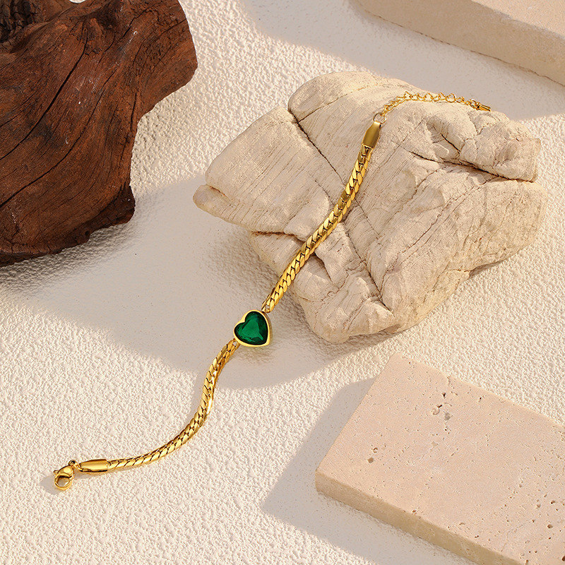 1 Piece Heart Stainless Steel Gold Color Charm Bracelet h5Picture3