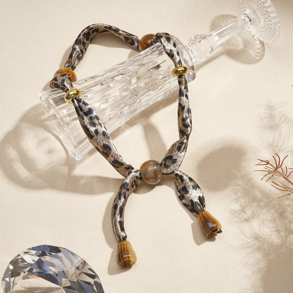 1 Piece Retro Leopard Print Fabric Scarf Necklace h5Picture7