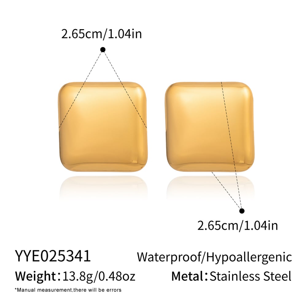 Solid Color Stainless Steel  Gold Color Earrings Set