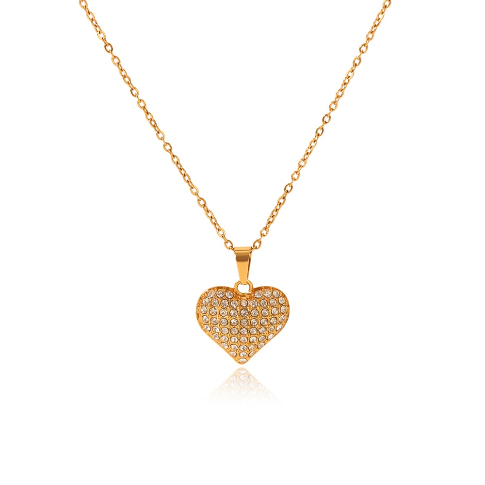 1 Stück Luxuriöse Serie Tägliches Herz Edelstahl Zirkon Damen Halsketten Sets 