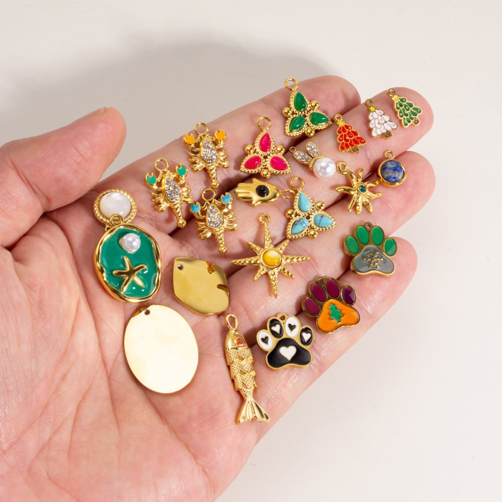 1 Piece DIY MIni Fruit Christmas Stainless Steel   Gold Color  Women's Pendants Picture3