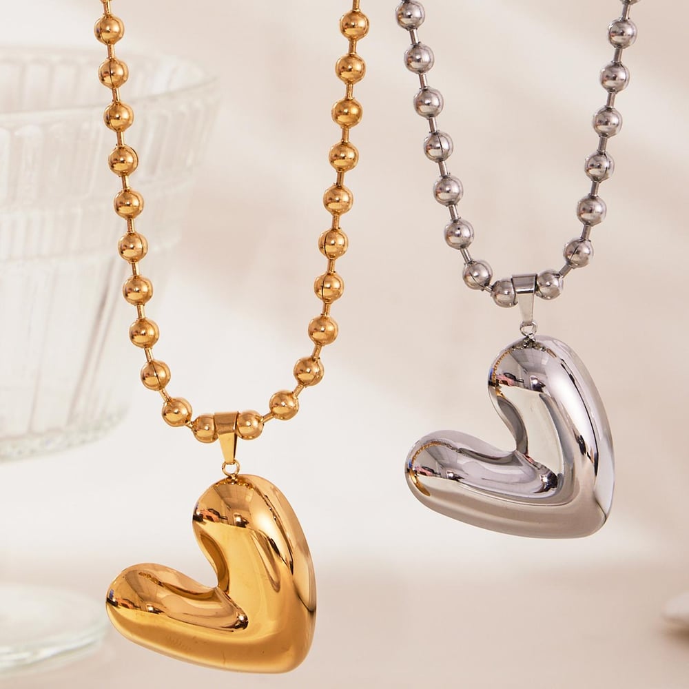 Minimalistische Herz-Anhänger-Halsketten aus Edelstahl in Goldfarbe für Damen h5Bild6