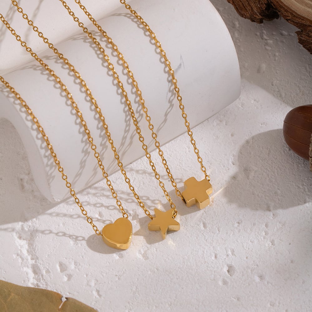 1 Piece Daily Heart Star Stainless Steel Gold Color Pendant Necklace h5Picture2