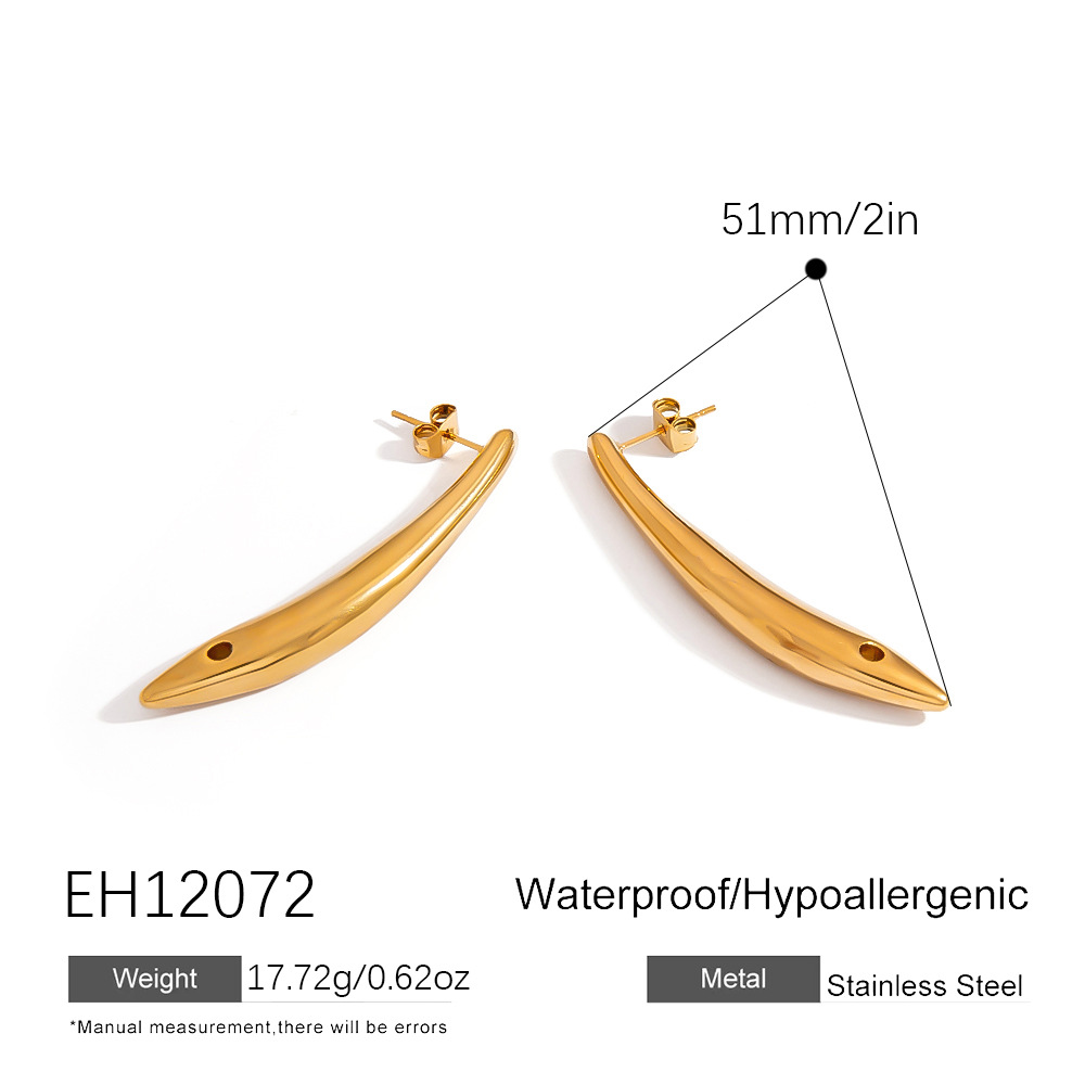 1 Pair Fish Shape Stainless Steel Gold Color Stud Earrings