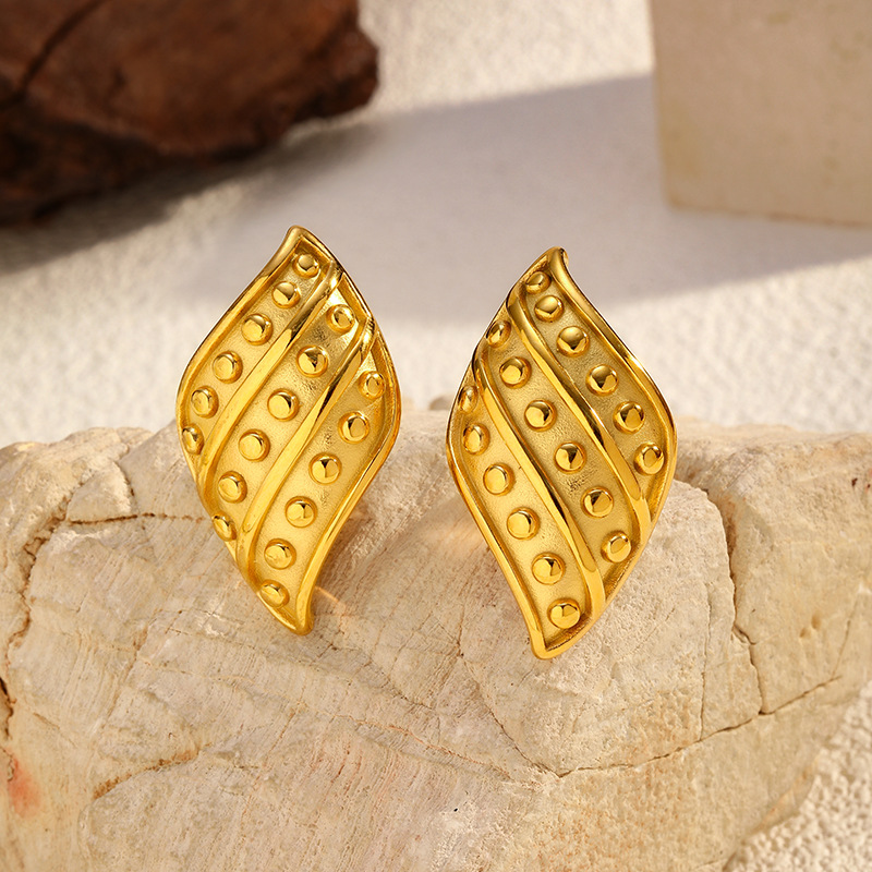 1 Pair Irregular Shape Stainless Steel Gold Color Stud Earrings h5Picture4